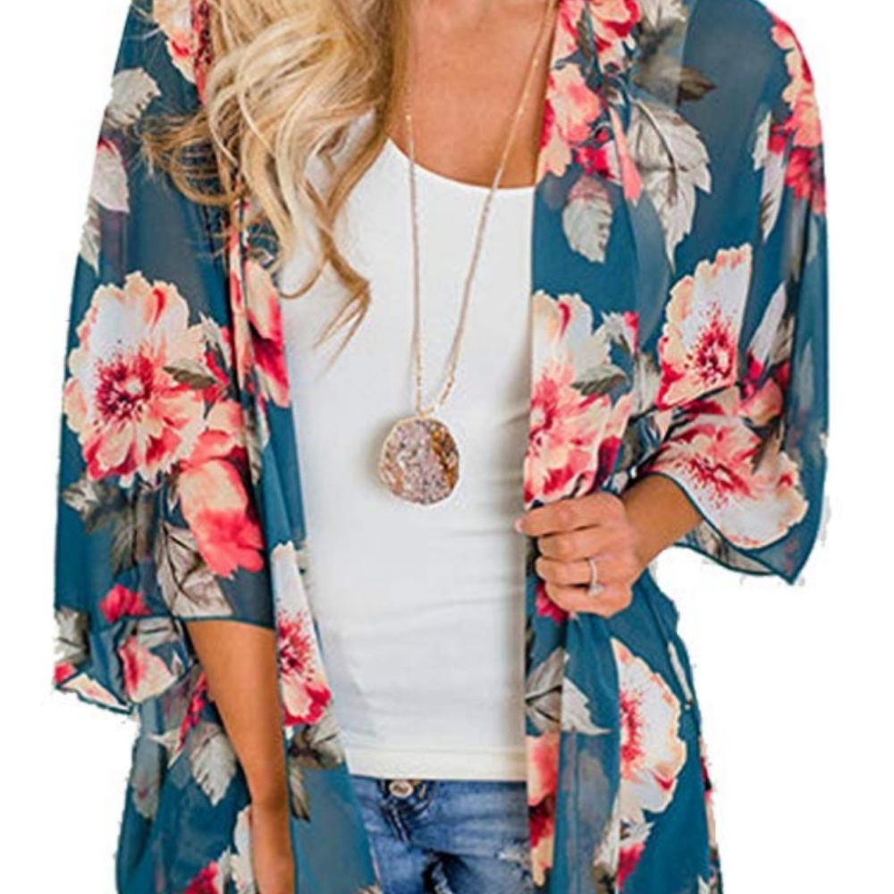 Women's Beach Kimono Floral Print Cardigan